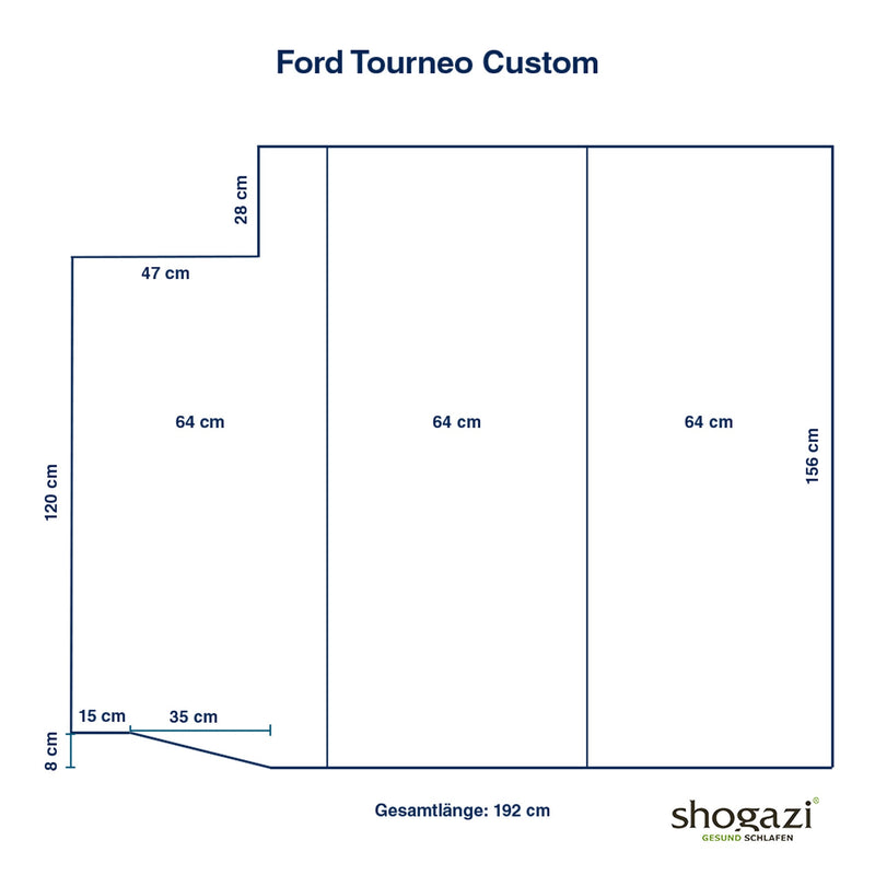 Klappmatratze Ford Tourneo Custom – Faltzustand kompakt verstaubar