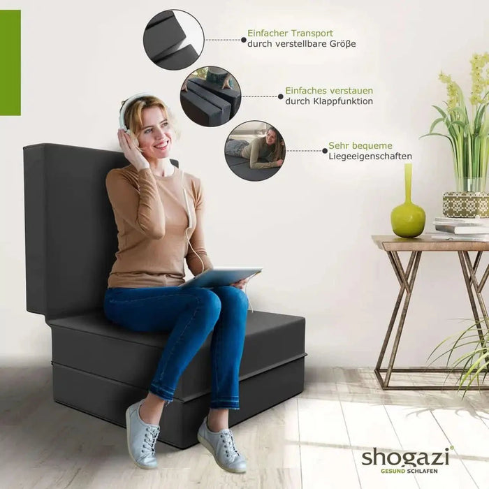 shogazi Klappmatratze 130x200 in Anthrazit, Liegebreite im Größenvergleich #typ=groessenfoto;farbe=anthrazit;groesse=130x200;pos=2
