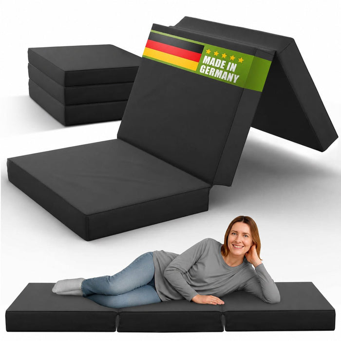 shogazi® Klappmatratze 90x190 anthrazit, aufgeklappt und gefaltet #typ=foto;farbe=anthrazit;bucket=klein;pos=1