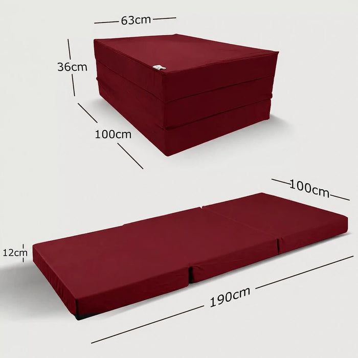 Klappmatratze – bequem schlafen statt Sofa - 100 x 190 cm - Weinrot - Klappmatratze - shogazi ® #typ=mass;farbe=weinrot;groesse=100x190