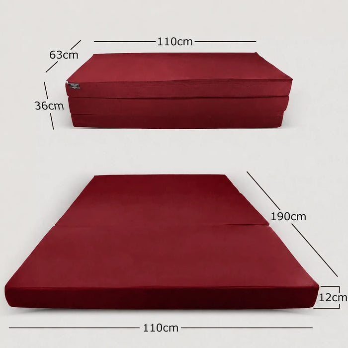 Klappmatratze – bequem schlafen statt Sofa - 110 x 190 cm - Weinrot - Klappmatratze - shogazi ® #typ=mass;farbe=weinrot;groesse=110x190