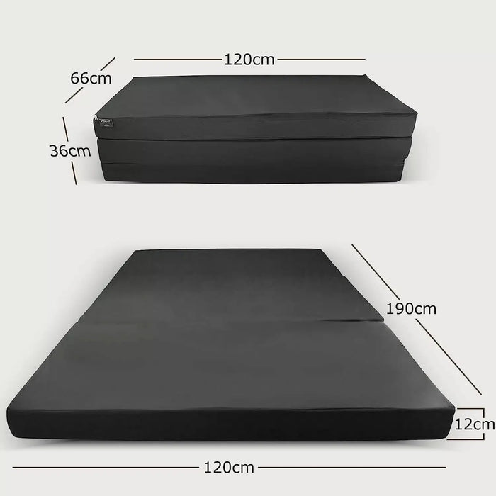 Maße der Klappmatratze 120x190 in Anthrazit, Liegefläche 120 x 190 x 12 cm und Faltmaß 120 x 63 x 36 cm #typ=mass;farbe=anthrazit;groesse=120x190;pos=7