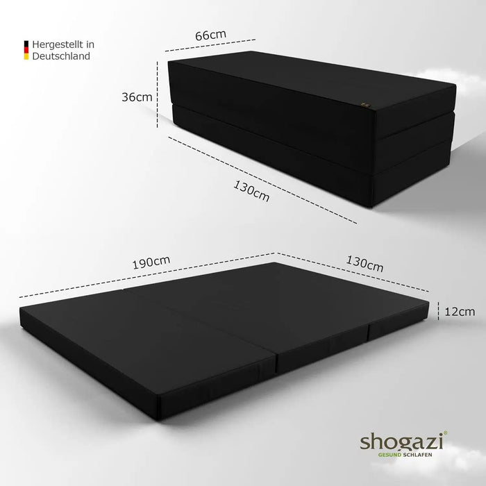 Klappmatratze – bequem schlafen statt Sofa - 130 x 190 cm - Anthrazit - Klappmatratze - shogazi ® #typ=mass;farbe=anthrazit;groesse=130x190
