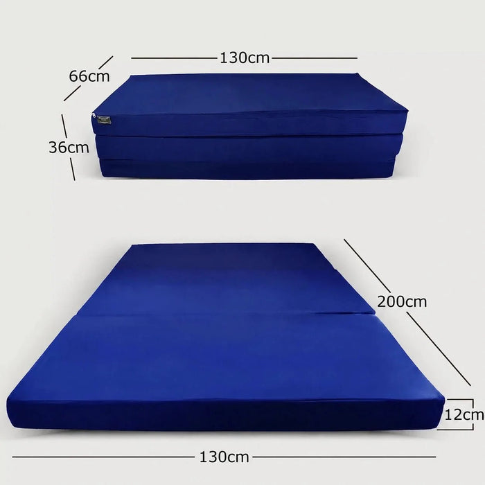 Maße der Klappmatratze 130x200 in Marineblau, Liegefläche und Faltmaß #typ=mass;farbe=marineblau;groesse=130x200;pos=7