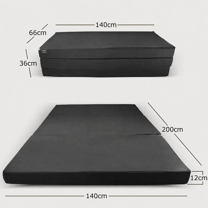 Klappmatratze – bequem schlafen statt Sofa - 140 x 200 cm - Anthrazit - Klappmatratze - shogazi ® #typ=mass;farbe=anthrazit;groesse=140x200