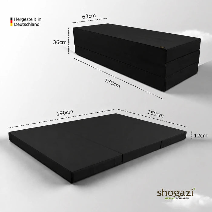 Klappmatratze – bequem schlafen statt Sofa - 150 x 190 cm - Anthrazit - Klappmatratze - shogazi ® #typ=mass;farbe=anthrazit;groesse=150x190