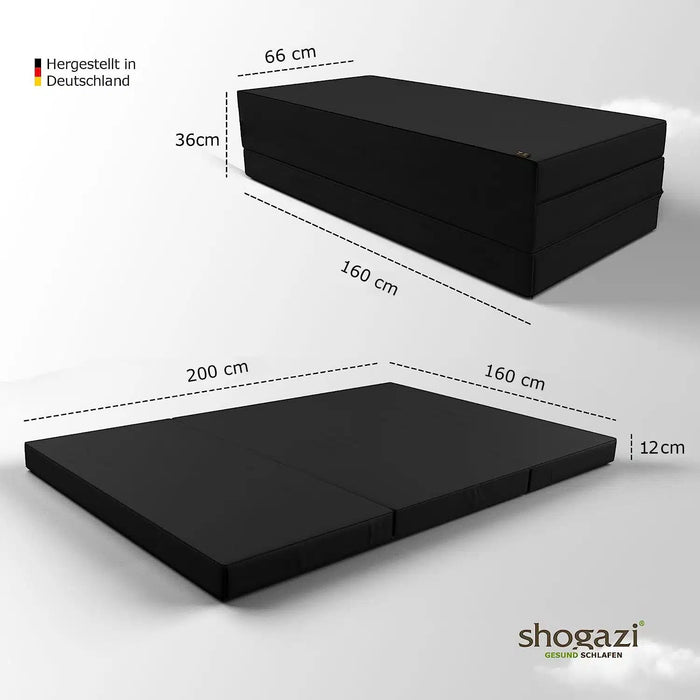 Klappmatratze – bequem schlafen statt Sofa - 160 x 200 cm - Anthrazit - Klappmatratze - shogazi ® #typ=mass;farbe=anthrazit;groesse=160x200