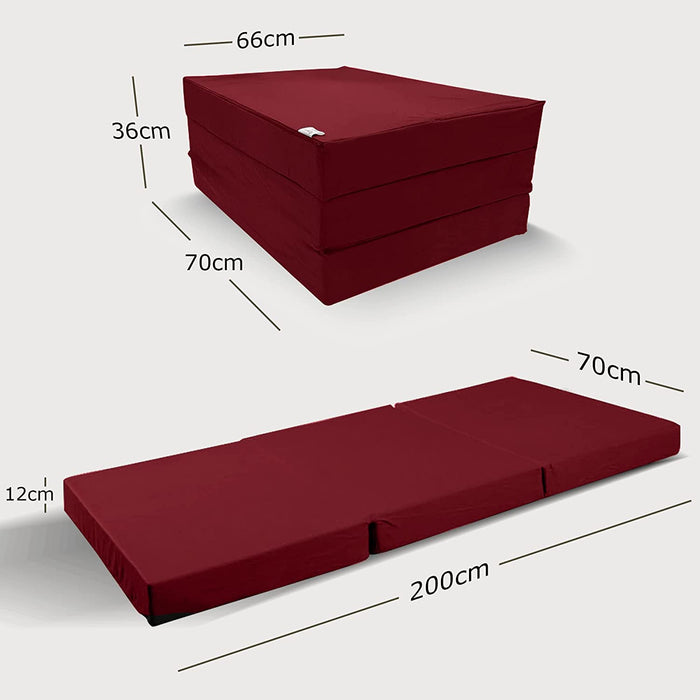 Klappmatratze – bequem schlafen statt Sofa - 70 x 200 cm - Weinrot - Klappmatratze - shogazi ® #typ=mass;farbe=weinrot;groesse=70x200
