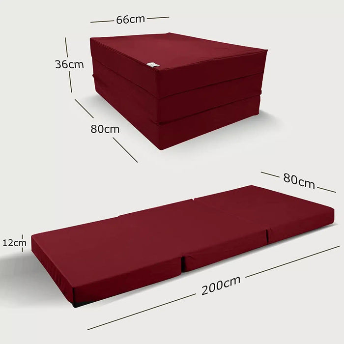 Klappmatratze – bequem schlafen statt Sofa - 80 x 200 cm - Weinrot - Klappmatratze - shogazi ® #typ=mass;farbe=weinrot;groesse=80x200