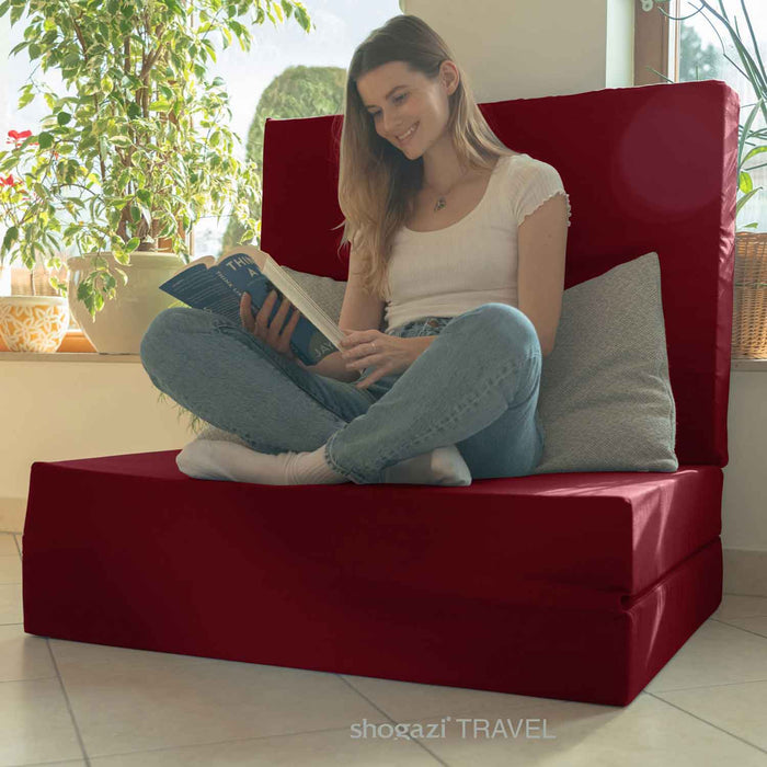 Klappmatratze – bequem schlafen statt Sofa - 90 x 200 cm - Weinrot - Klappmatratze - shogazi ® #typ=foto;farbe=weinrot;bucket=klein