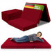 shogazi Klappmatratze 130x200 in Weinrot, aufgeklappt und gefaltet #typ=foto;farbe=weinrot;bucket=gross;pos=1
