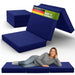 shogazi Klappmatratze 100x200 in Marineblau, aufgeklappt und gefaltet #typ=foto;farbe=marineblau;bucket=klein;pos=1