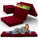 Weinrote shogazi® Klappmatratze 90x190 cm, aufgeklappt und gefaltet #typ=foto;farbe=weinrot;bucket=klein;pos=1