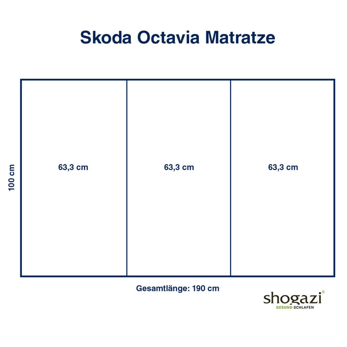 Skoda Octavia Matratze – 100×190 x 12 cm - Auto Matratze - shogazi ®