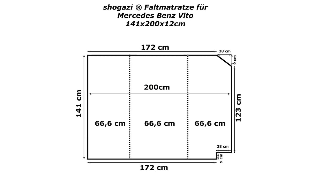 Vito Matratze TRAVEL – 141×200 x 12 cm - Auto Matratze - shogazi ®