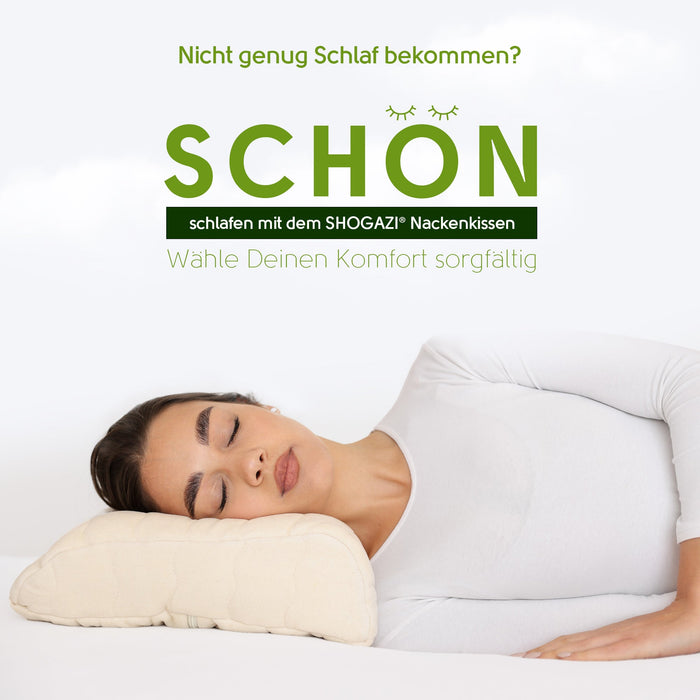 Frau liegt auf dem Nackenkissen von shogazi®