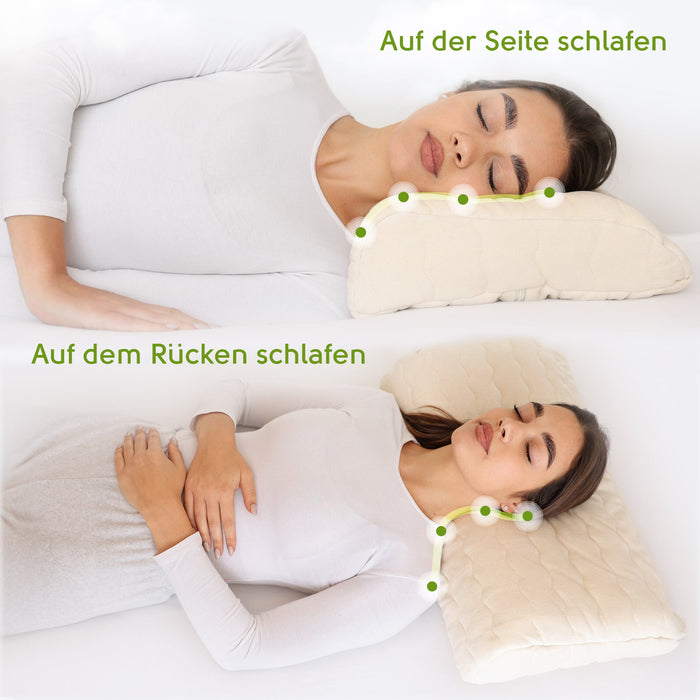 Das Nackenkissen in Seiten- sowie Rückenschläferposition