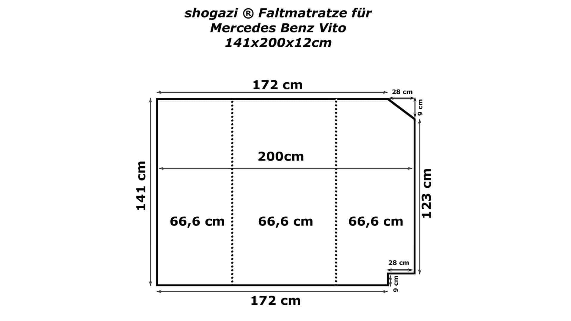 Abmessungen Matratze für Mercedes Vito